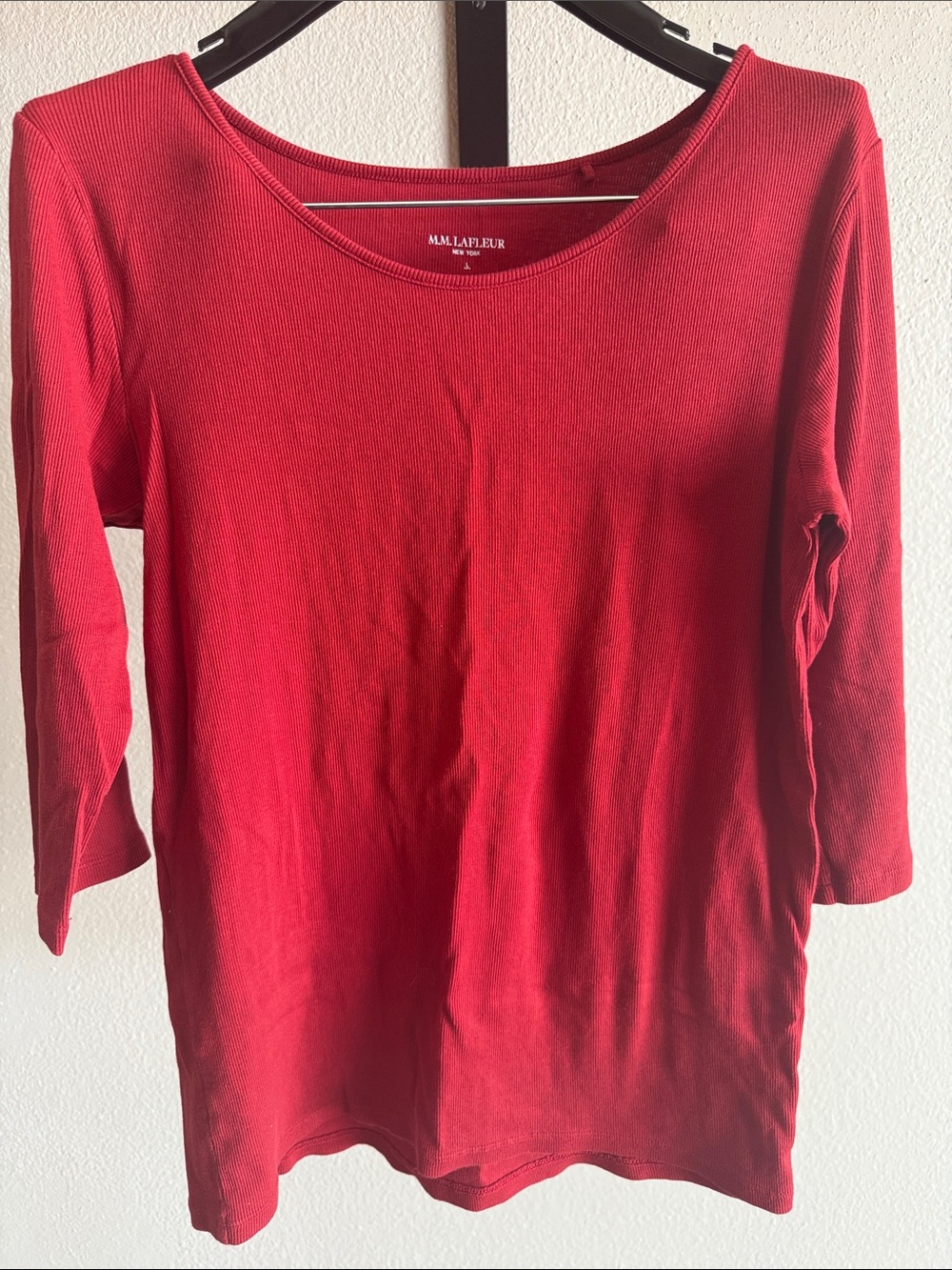 M.M. La Fleur Women's Red Ribbed Top Size Large